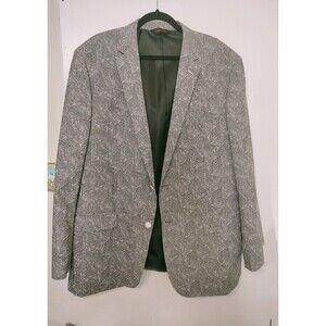 NWOT! Linea Uomo Gray Black White Seersucker Paisley Striped Suit Jacket. Sz 48L